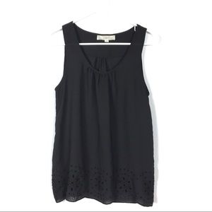 🌺5•4•$25 LOFT Tank Sleeveless Black Blouse Eyelet
